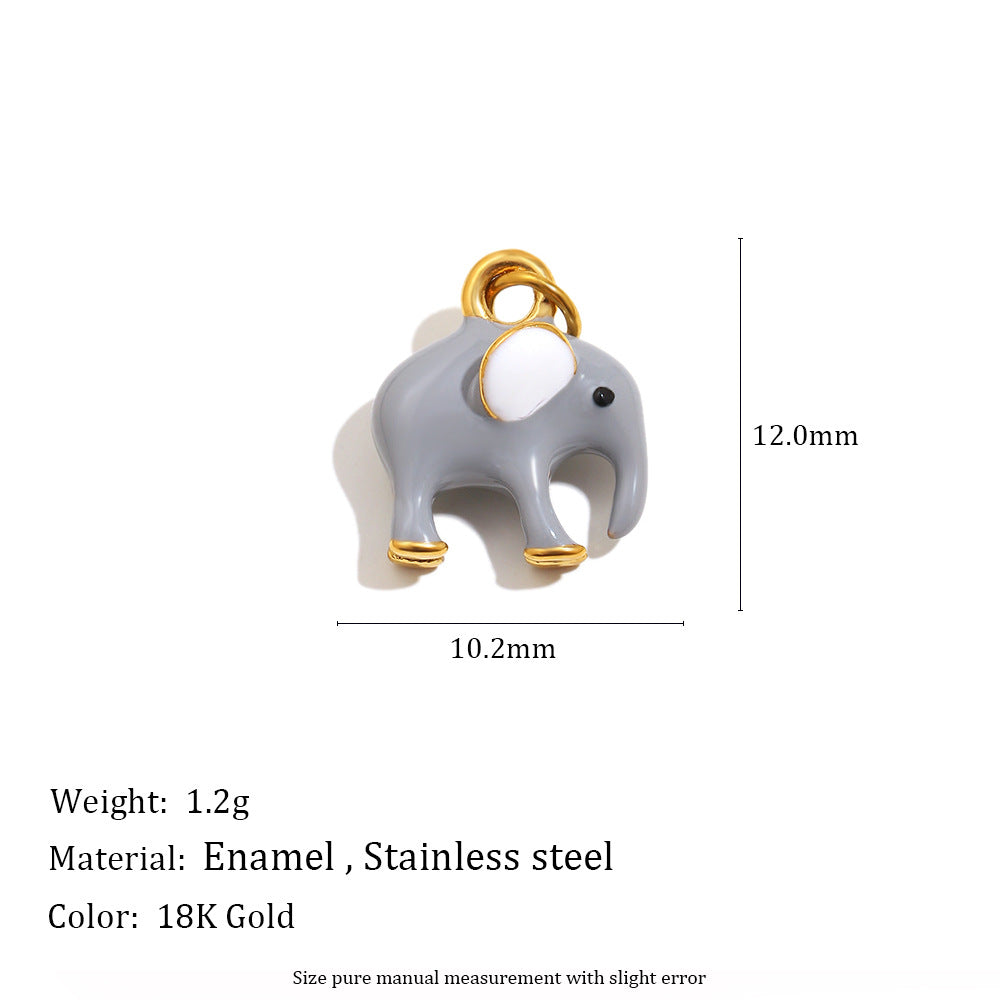 18K Gold Plated Drip Oil Animal Shape Stainless Steel Charm Bar