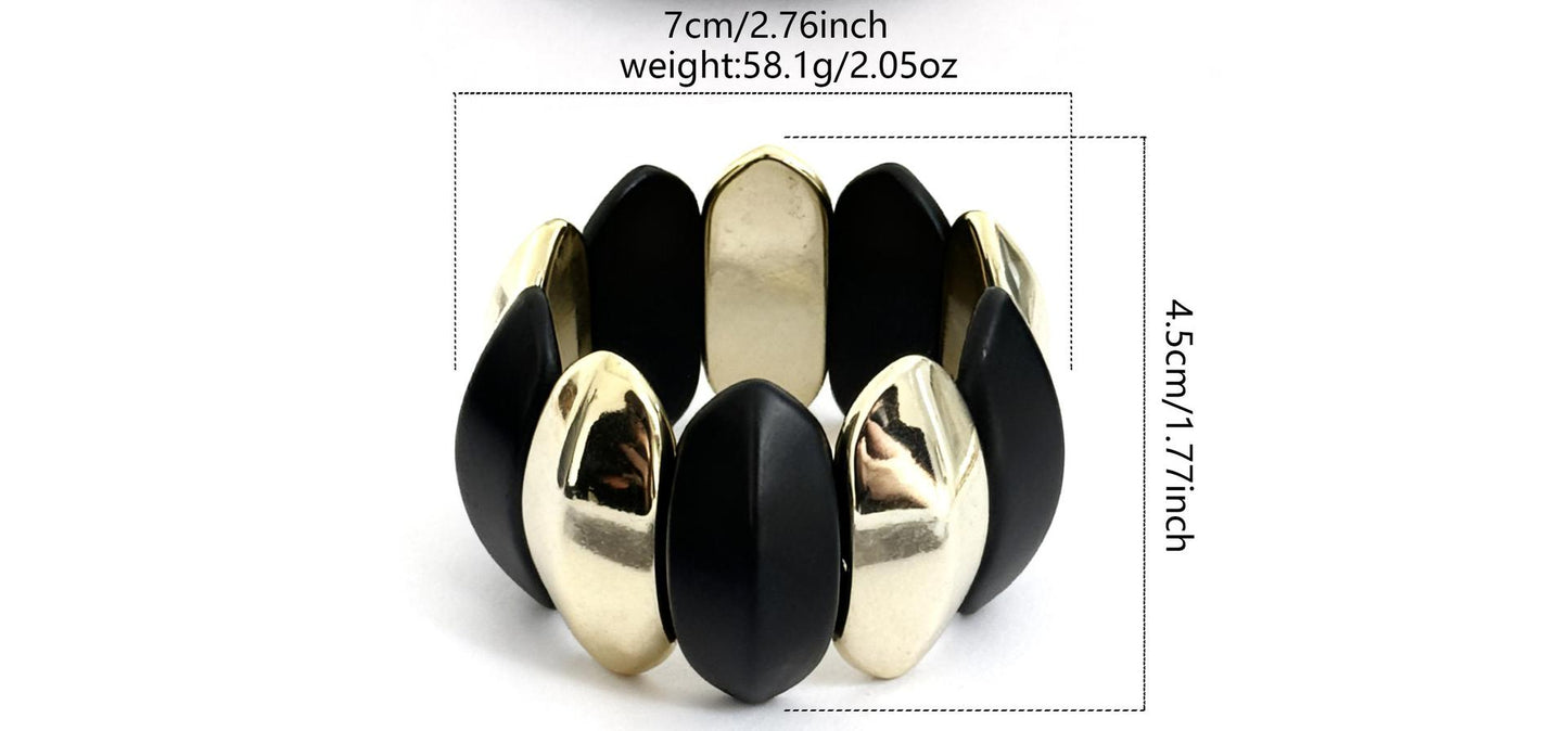 Vintage Wide Irregular Oval Geometric Acrylic Bracelet Polished Finish