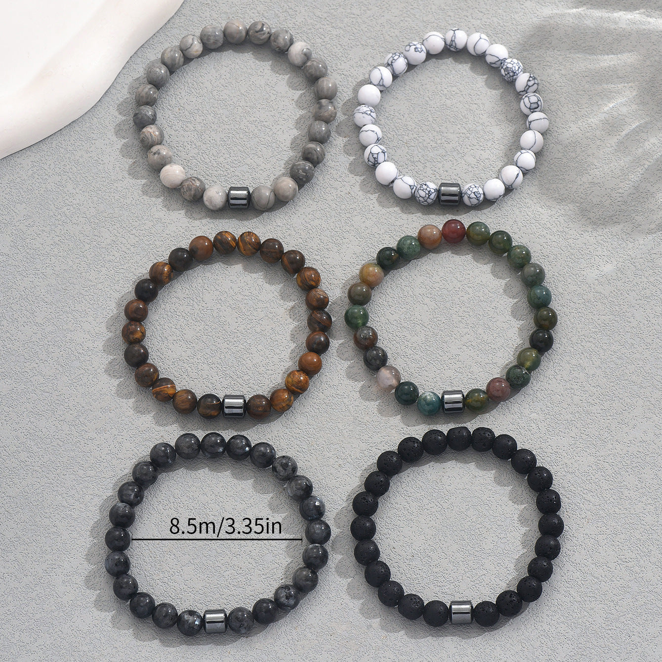 Bracciale geometrico vintage con pietre naturali, design intrecciato fatto a mano, set di gioielli premium fatti a mano