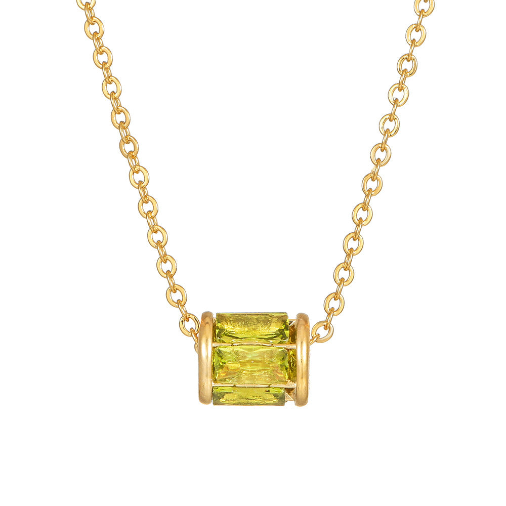 Minimalist Geometric Copper Plated Gold Diamonite Pendant Necklace with O-Chain for Women