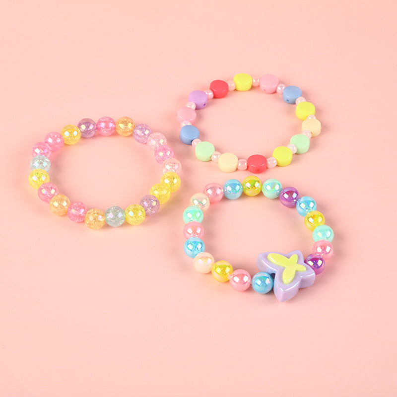 Sweet Pastel Butterfly Acrylic Bracelet for Girls, Cute Princess-Style Children's Hand Jewelry with Animal Shape Design