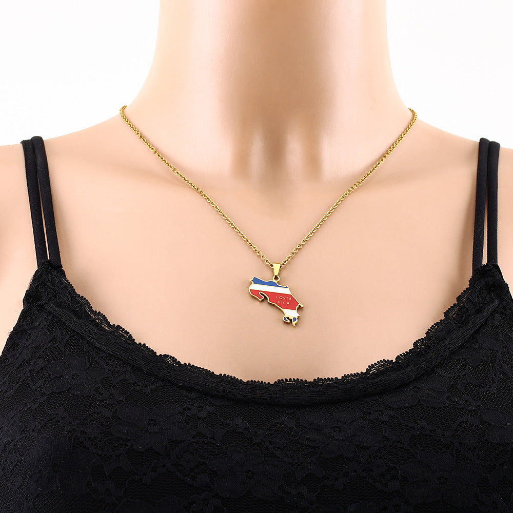 Collana con Pendente Geometrico Personalizzato in Acciaio Inossidabile Smaltato con Catenina a O per Unisex
