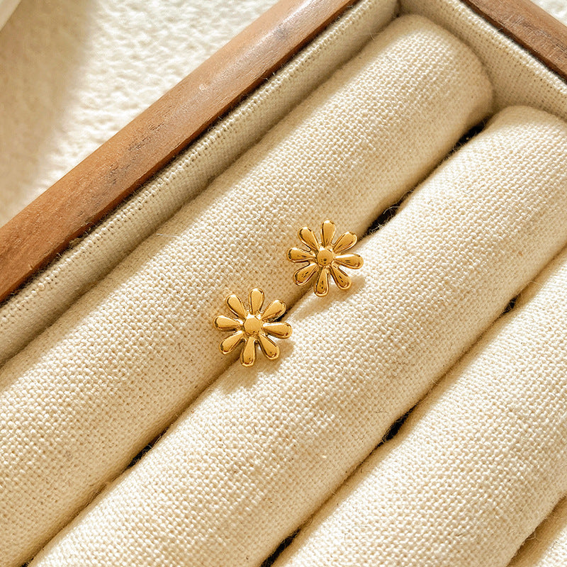 Sweet Star Brass Plated Stud Earrings for Women