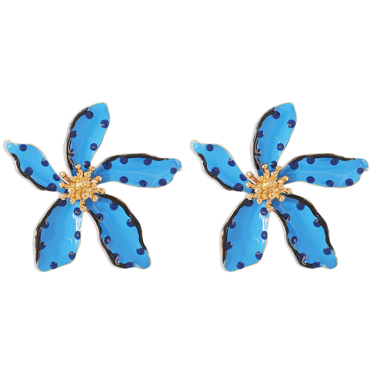 Sweet and Edgy Floral Polka Dot Earrings for Women Made of Alloy with Enamel Finish