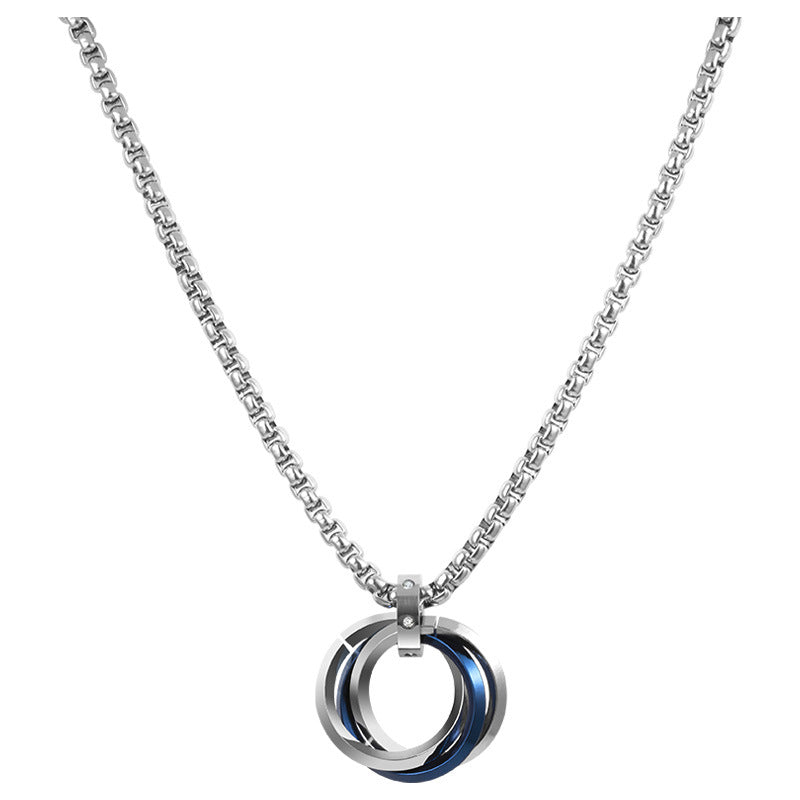 Collar con colgante geométrico minimalista de acero de titanio para hombres y mujeres con acabado chapado y cadena de perlas cuadradas