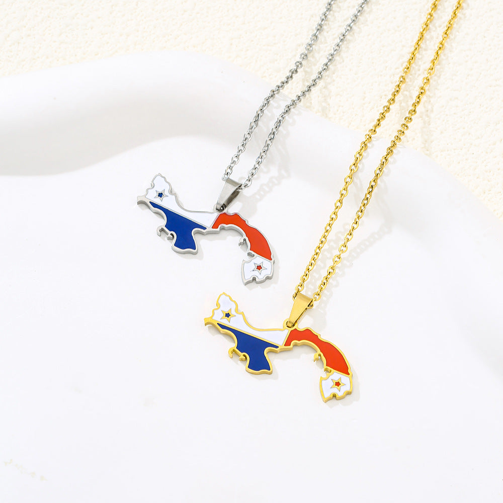 Collar con colgante geométrico minimalista de acero inoxidable con acabado esmaltado para mujer y hombre