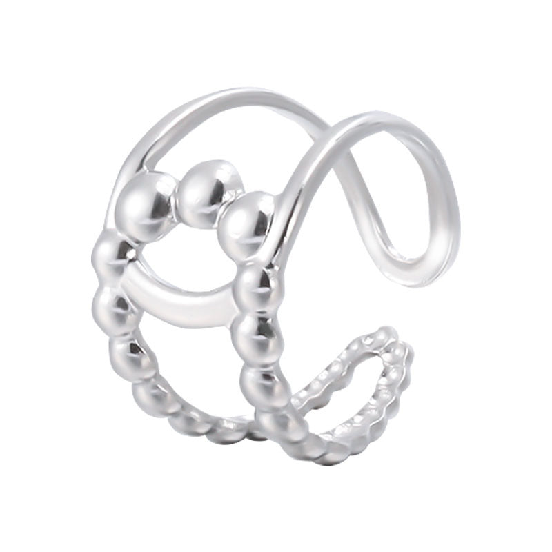 Geometric Polka Dot Gold Plated Titanium Steel Adjustable Ring for Women