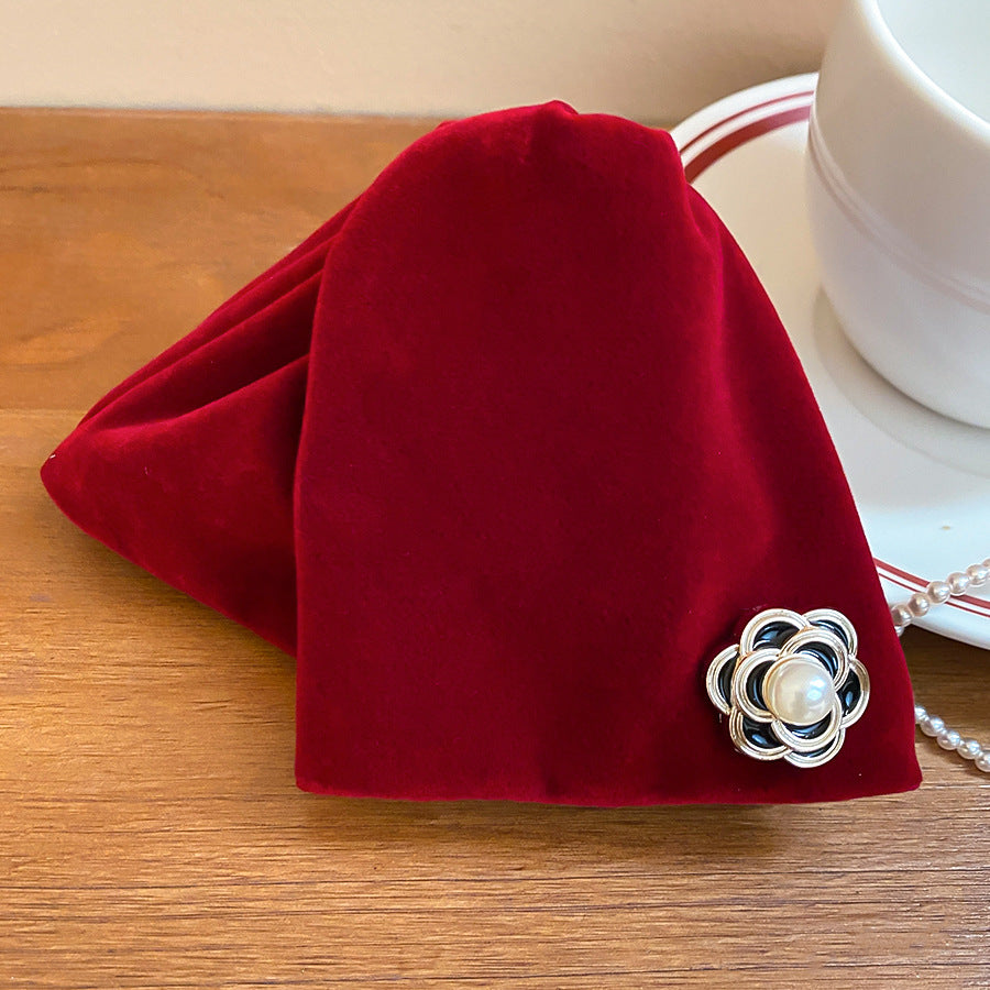Fermaglio per Capelli a Triangolo in Tessuto Floreale Retrò per Donna con Lavorazione Artigianale, Accessorio per Capelli Ispirato al Vintage per Autunno e Inverno