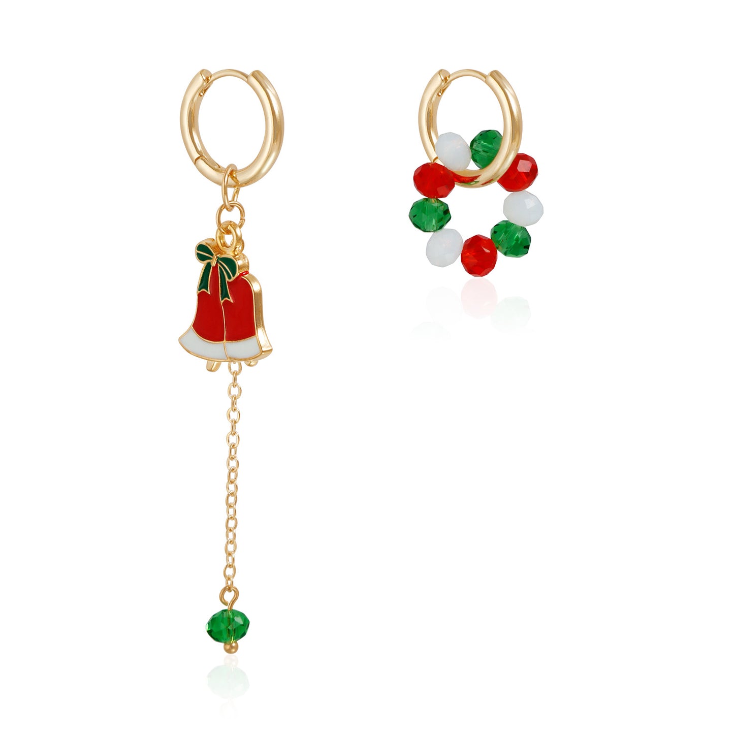 Pendientes colgantes vintage de campana de árbol de Navidad de aleación de zinc geométricos para mujer con acabado chapado