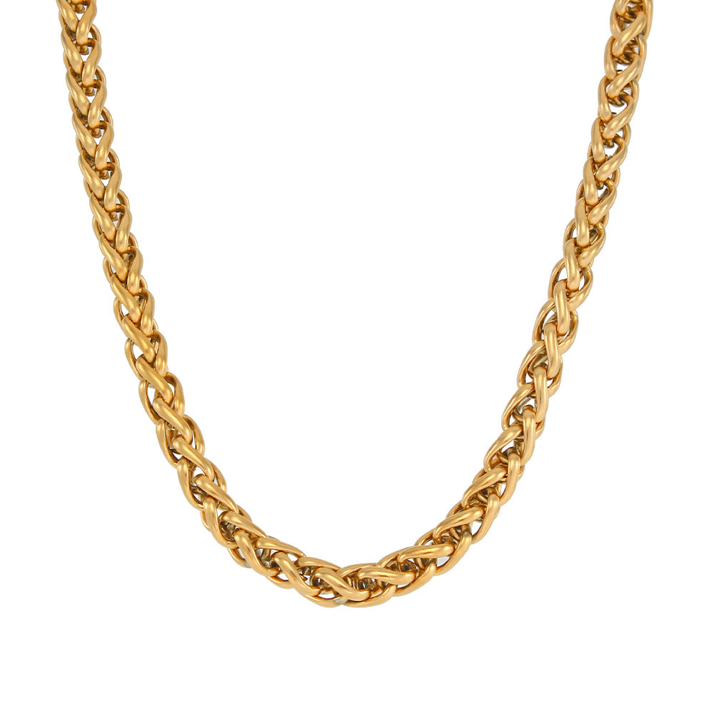 Collana con pendente geometrico vintage alla moda in acciaio inossidabile con placcatura in oro su catena a maglie da 6 mm da donna