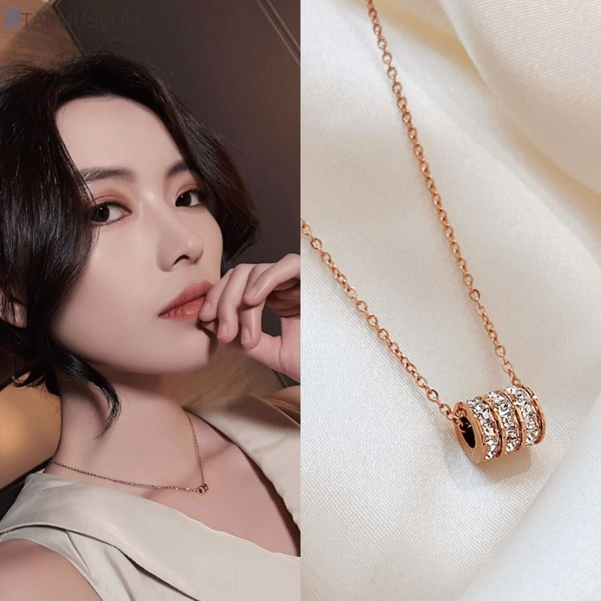 Minimalist Titanium Steel Plated 18K Gold Silver Rose Gold Clavicle Necklace with Irregular Shape Design