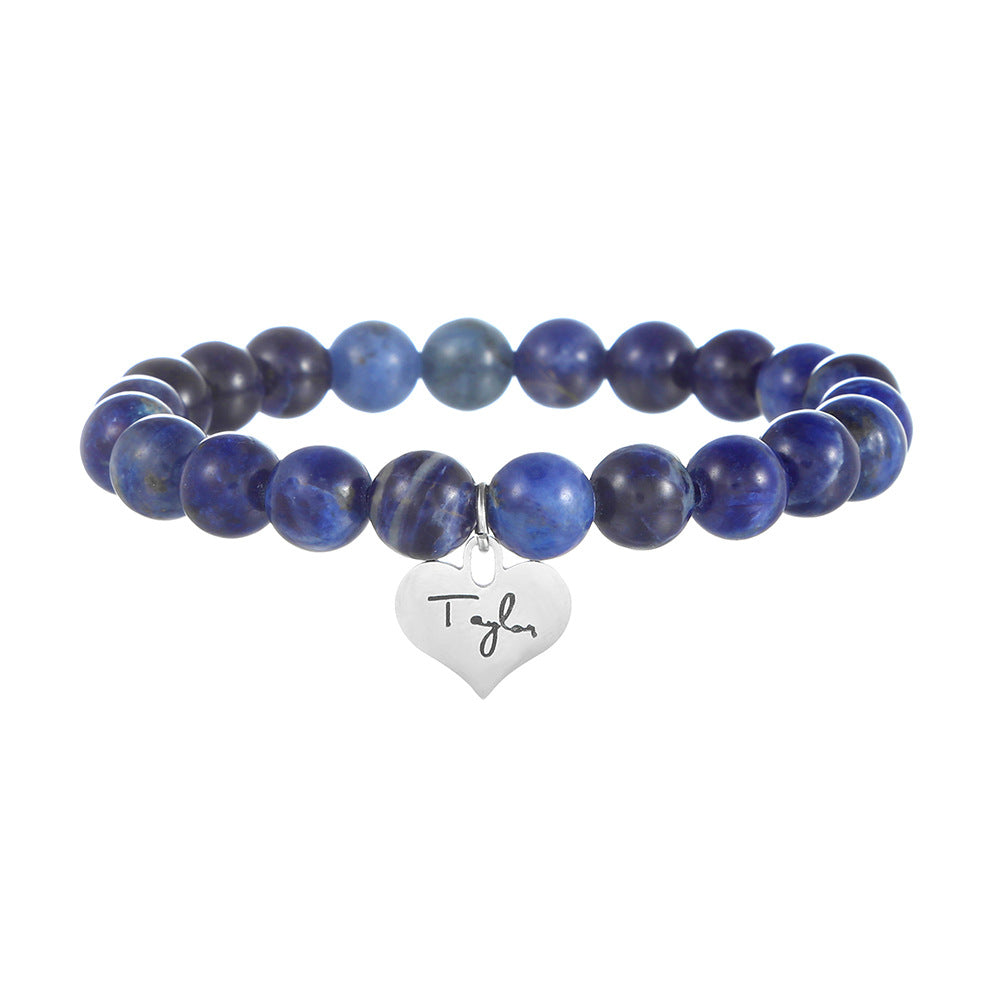 Taylor Zebra Print Heart Geometric Gemstone Stainless Steel Bracelet for Women