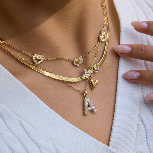 Minimalist Heart Geometric Stainless Steel PVD Plated Necklace for Women