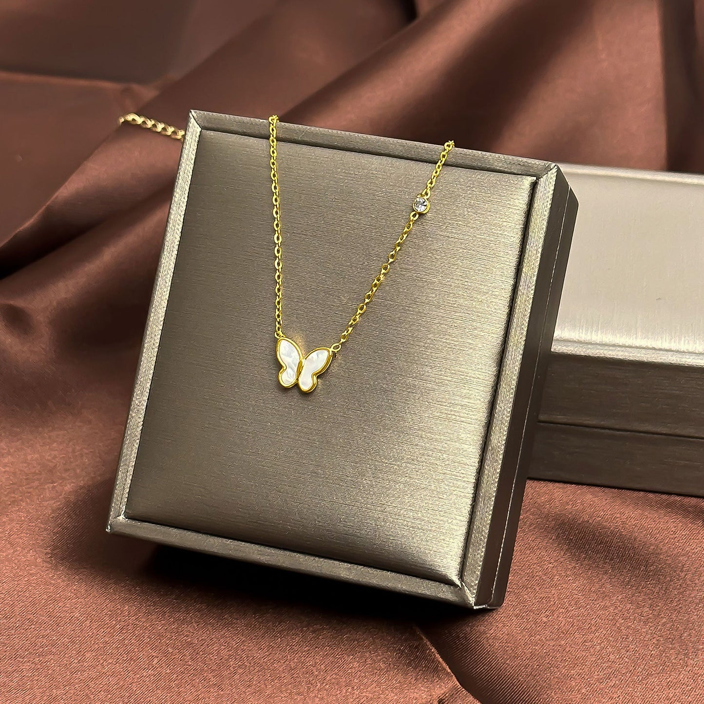 Geometric Titanium Steel Plated Pendant Necklace with Snake Chain for Women