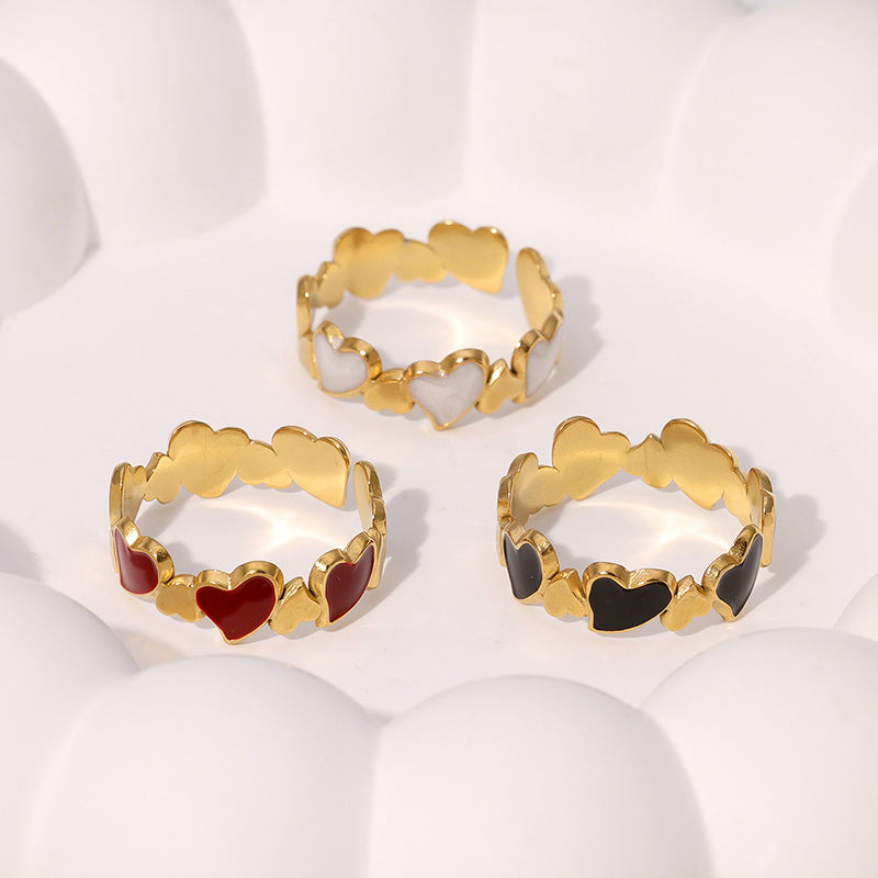 Minimalist Heart-Shaped Gold-Plated Stainless Steel Adjustable Ring for Women