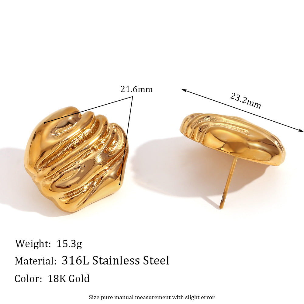 Vintage Geometric Stainless Steel Earrings with 18K Gold Plating for Women