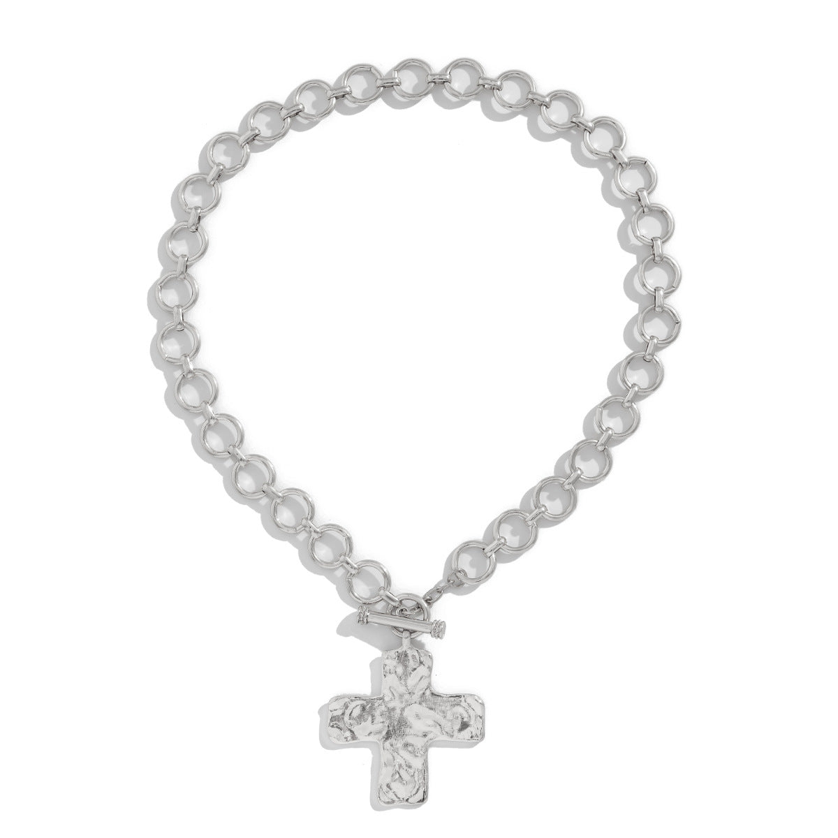 Minimalist Cross Alloy Pendant Necklace Plated Cable Chain for Women
