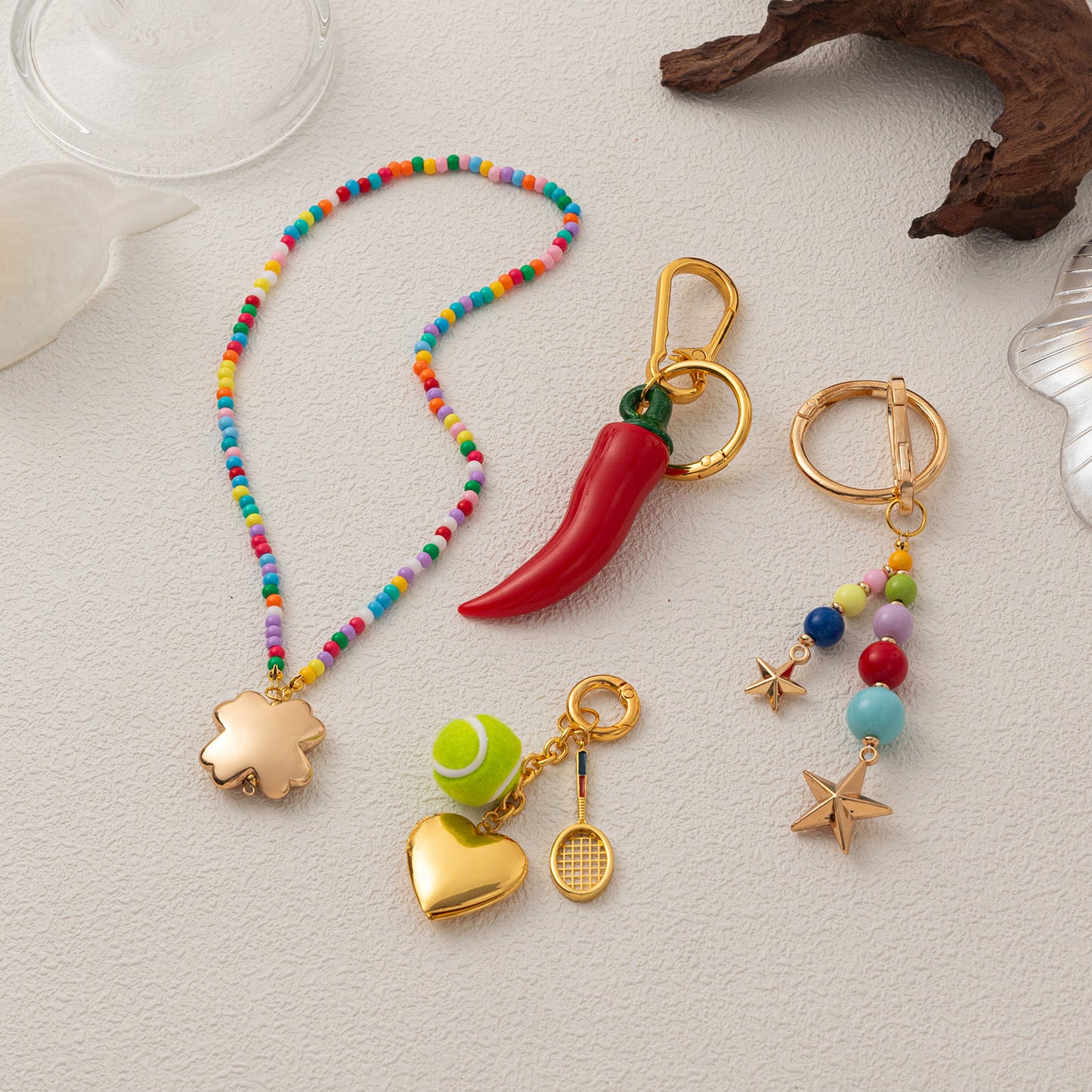 Minimalist Plated Alloy Heart Teardrop Charm Bar Keychain Bag Pendant DIY Accessories