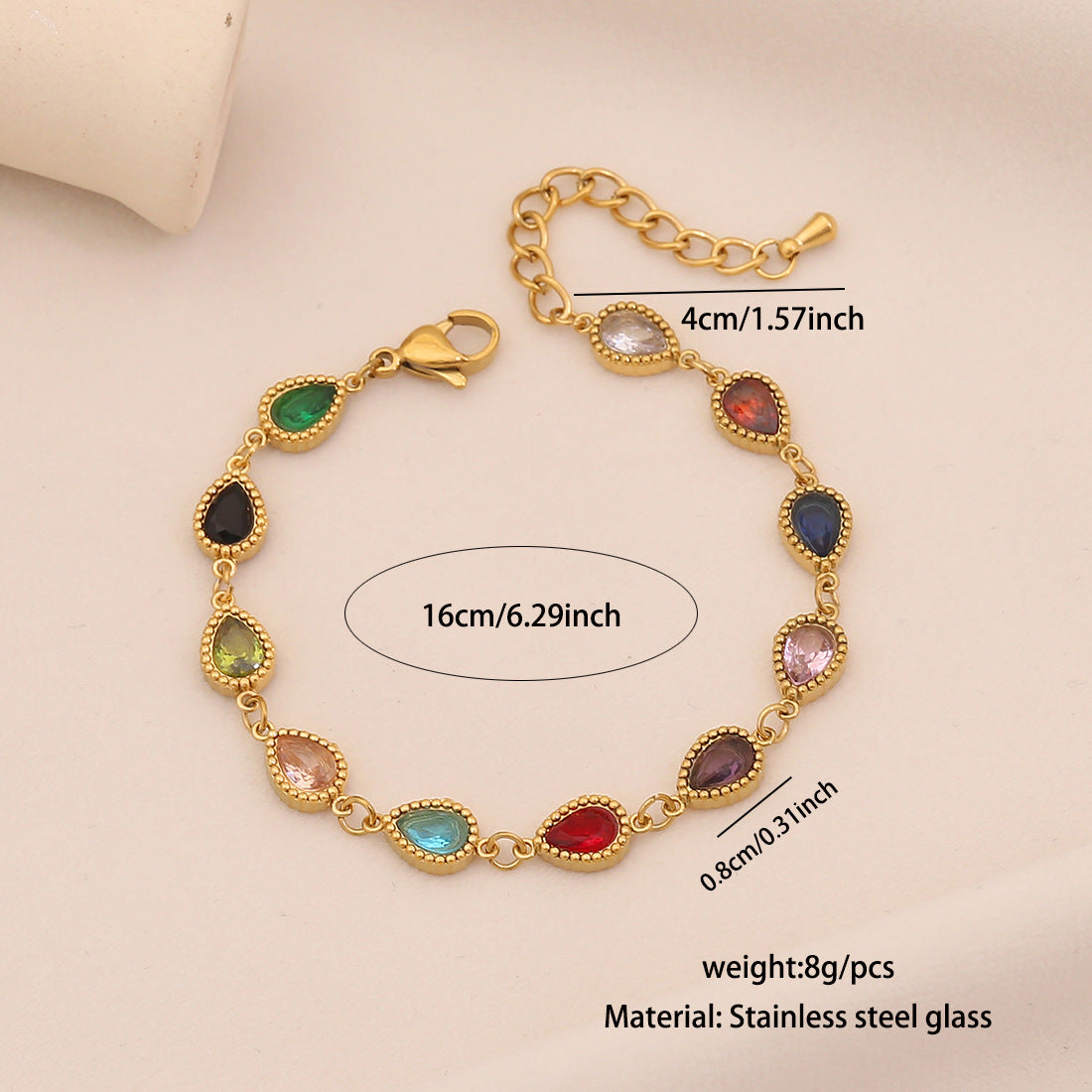 Pulsera de acero inoxidable chapado con forma de gota de agua minimalista a la moda para mujer