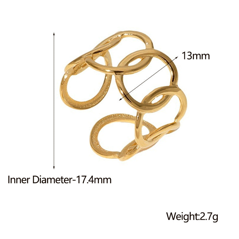 Anello Aperto Geometrico Minimalista Gioielli da Donna in Acciaio Inox Placcato Oro 18K