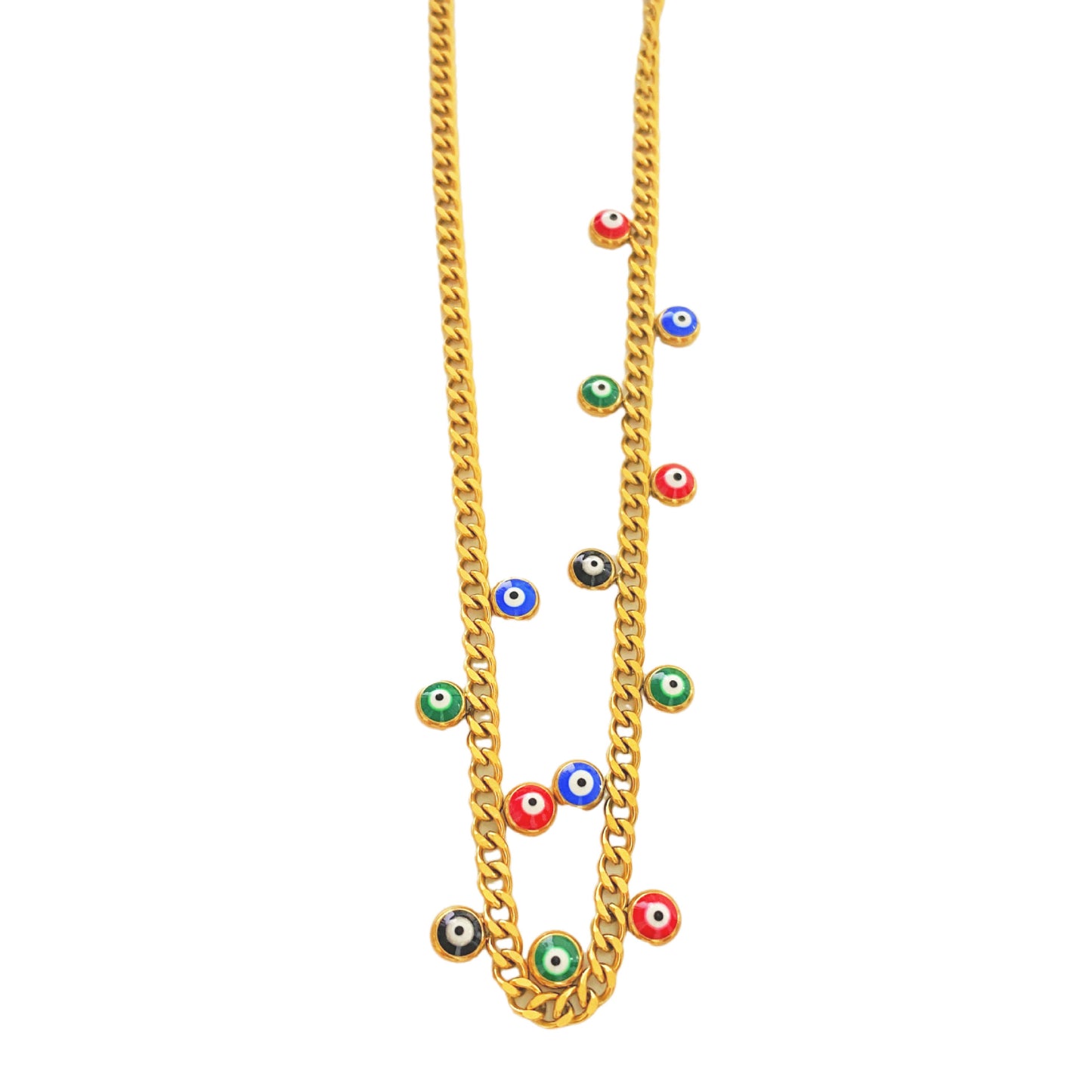 Colorful Round Eye Geometric Titanium Steel Plated Necklace for Unisex