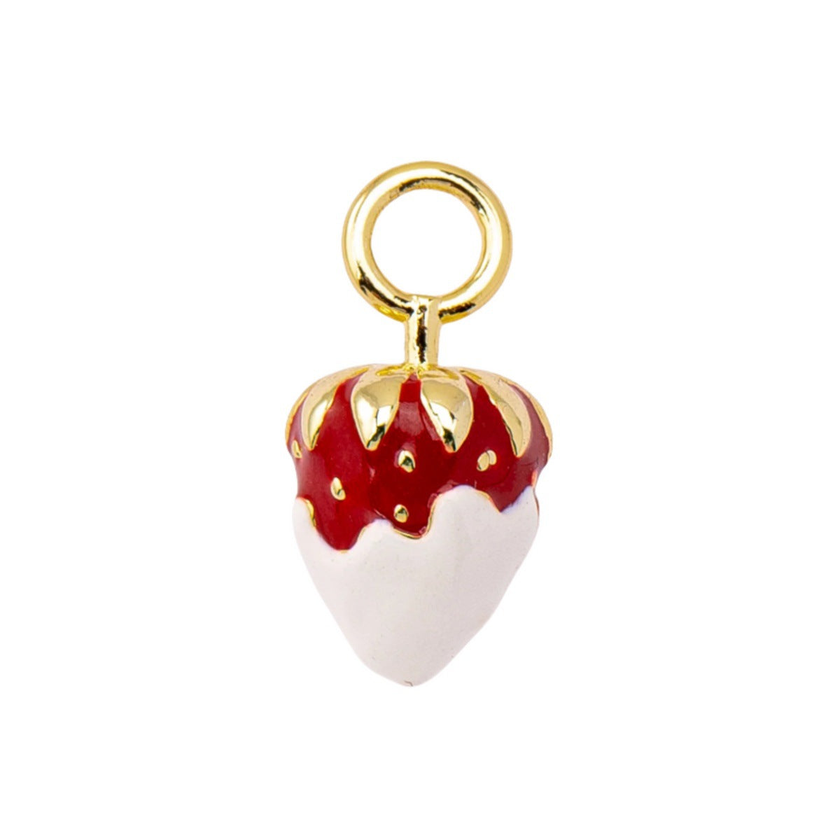 Vintage 18K Gold Plated Brass Drip Oil Cartoon Fruit Charm Bar for Women