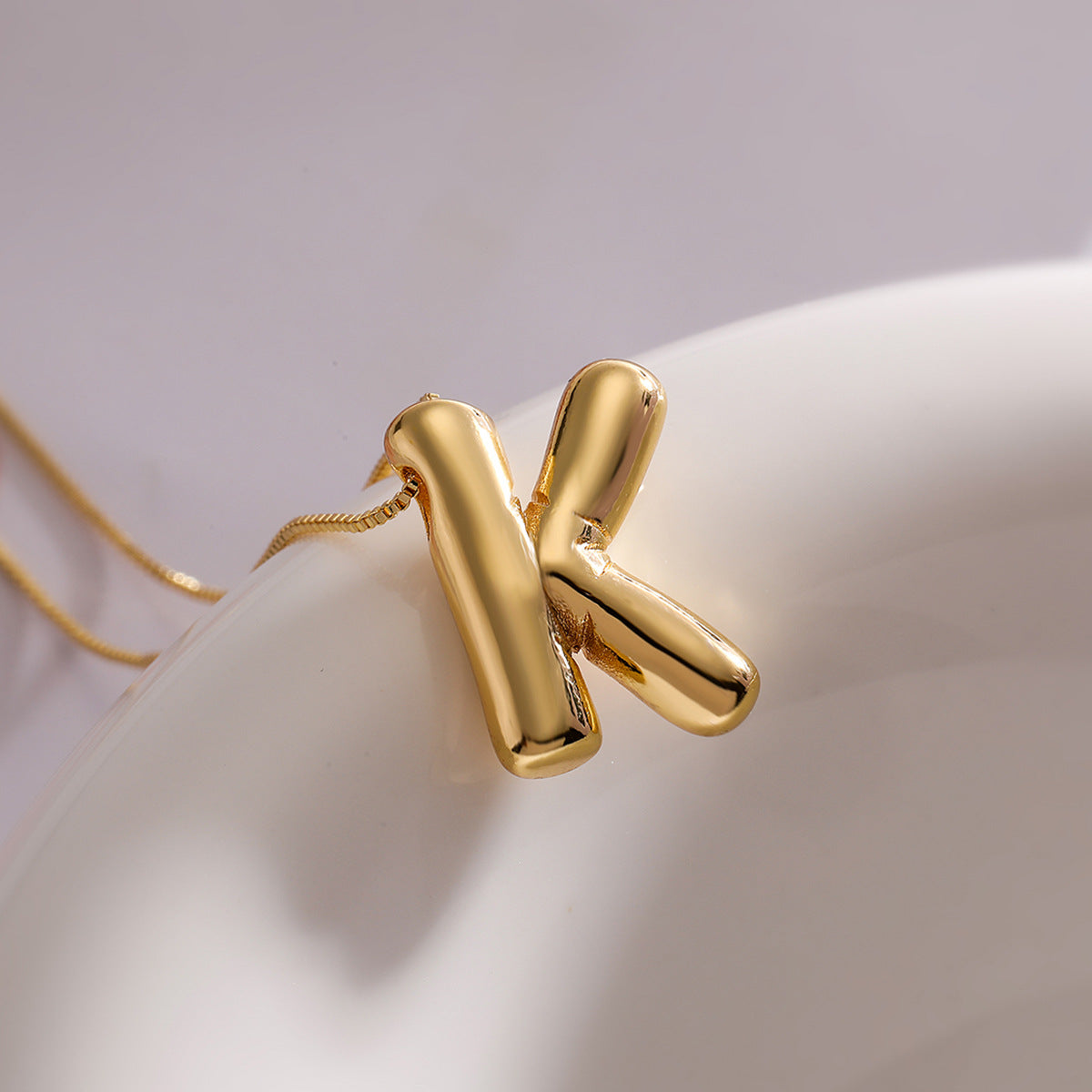 Minimalist Irregular Geometric Letter Balloon Pendant Necklace for Women