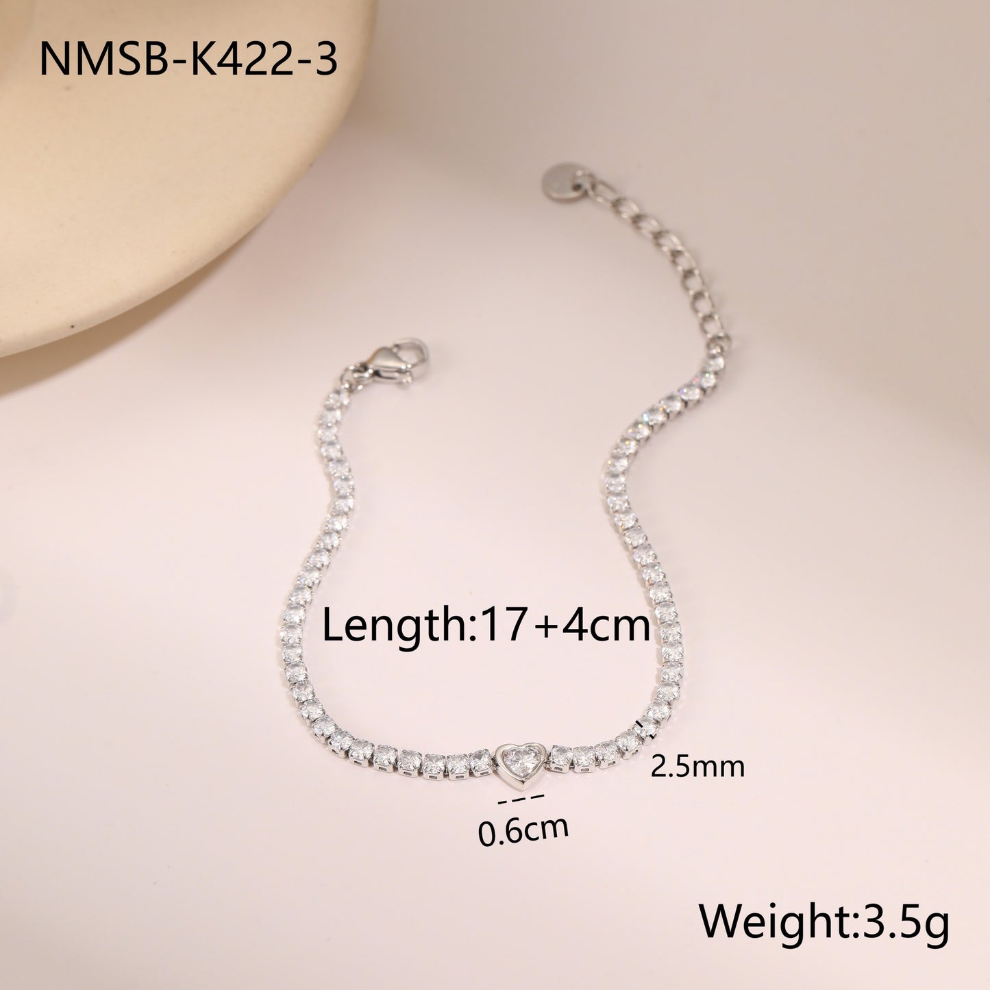 Fashionable Geometric Titanium Steel Bracelet with Zircon Inlay, Electroplated Stainless Steel Luxury Women's Hand Jewelry
