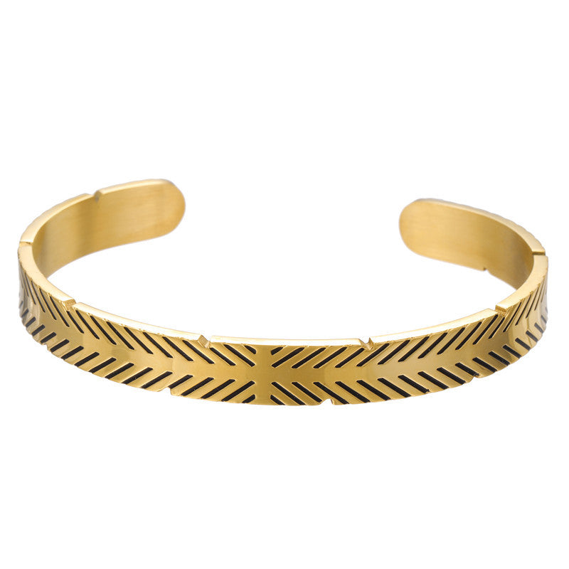 Vintage Geometric Square Plated Stainless Steel Bracelet for Men and Women