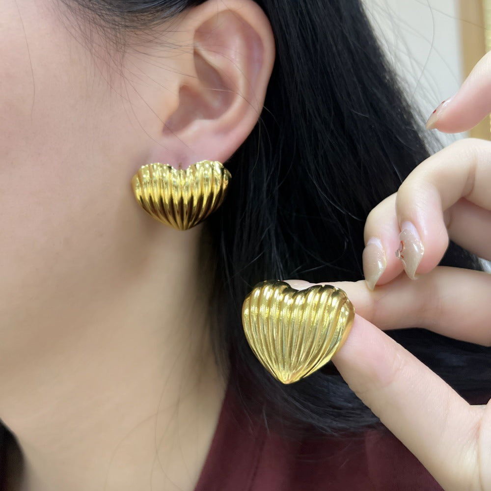 Cute Sweet Heart Shaped Stainless Steel Earrings for Women