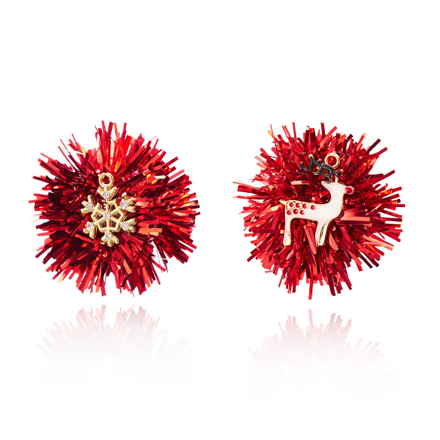 Pendientes de Navidad asimétricos con diseño de Papá Noel, alce, botas, campana y copo de nieve para mujer, de aleación chapada en oro