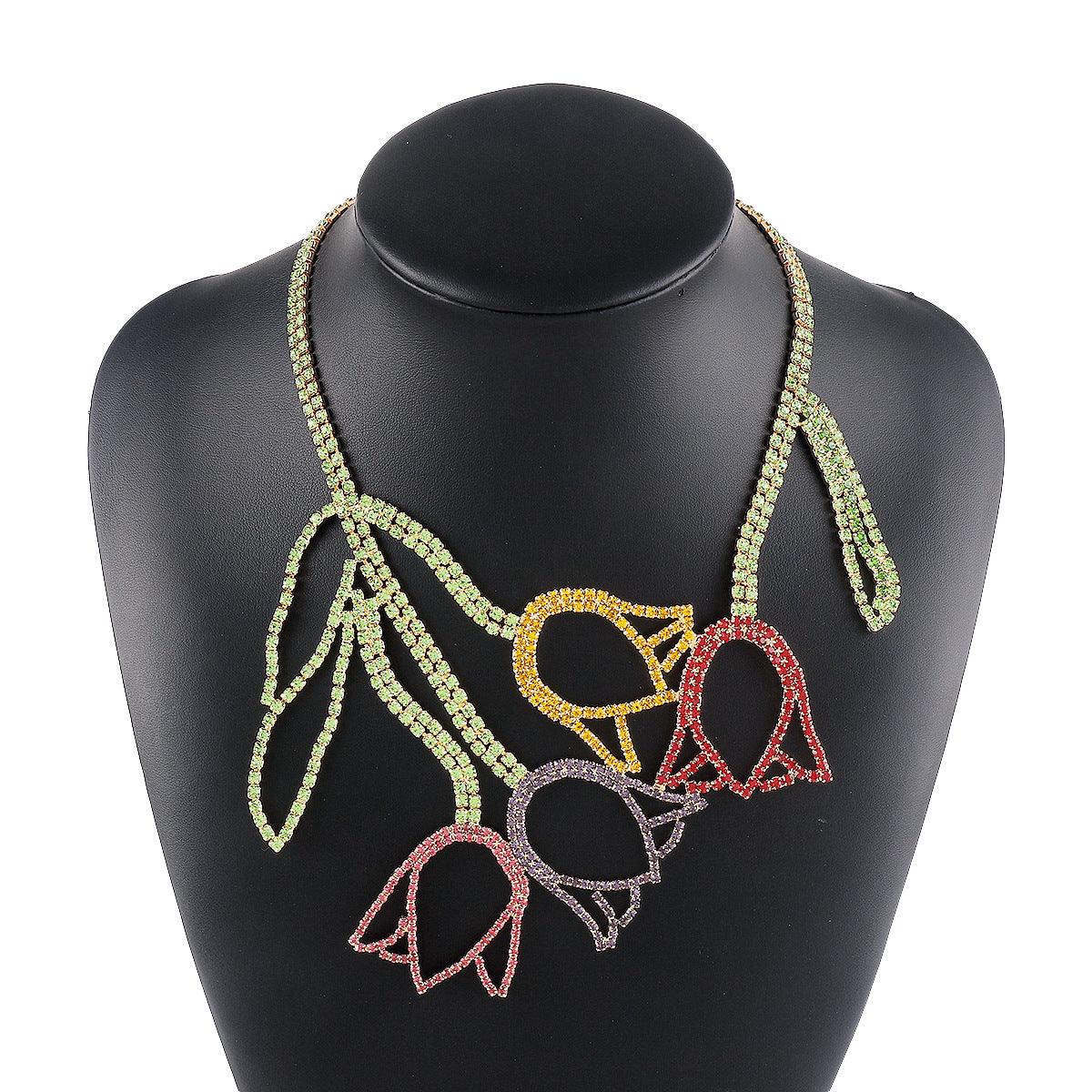 Collar de tulipán dulce y atrevido con detalles geométricos, colgante de aleación electrochapada en cadena de garra, collar llamativo para mujer
