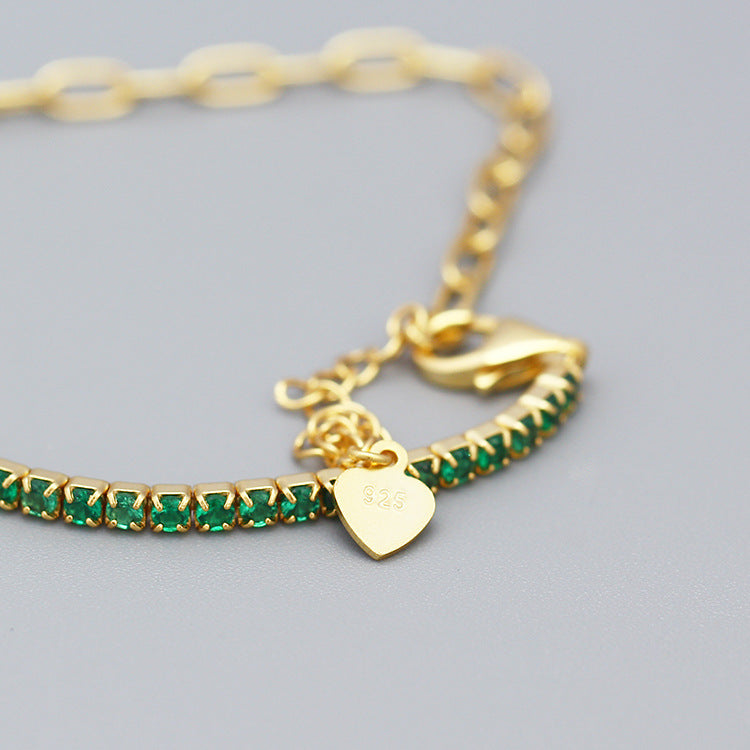 Bracciale da donna in argento sterling 925 placcato con zirconi cubici, lusso minimalista