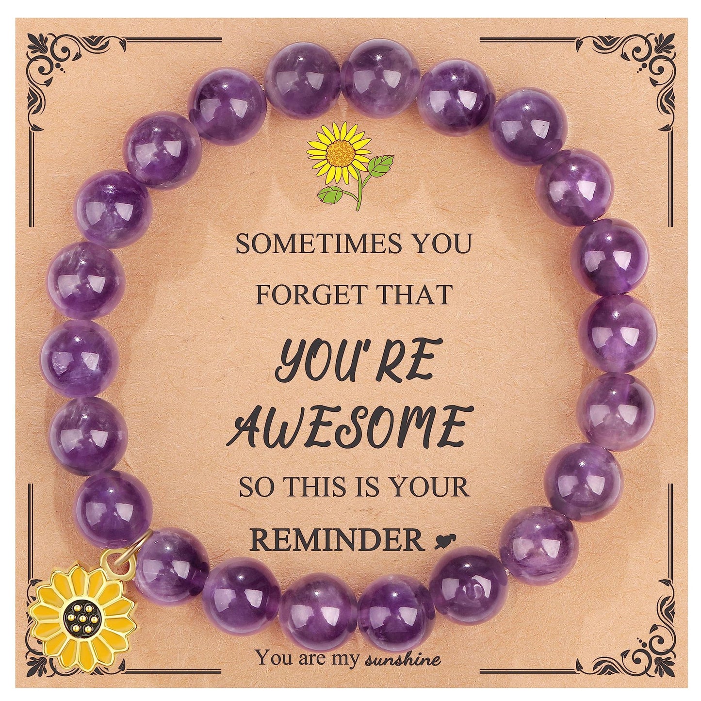 Sweet Floral Sunflower Gemstone Charm Bracelet for Women