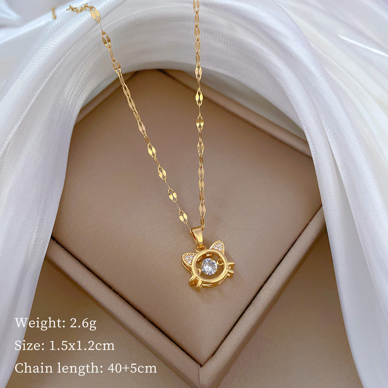 Collana di lusso in acciaio al titanio con cuore geometrico, strass e catena a labbra per donne e uomini