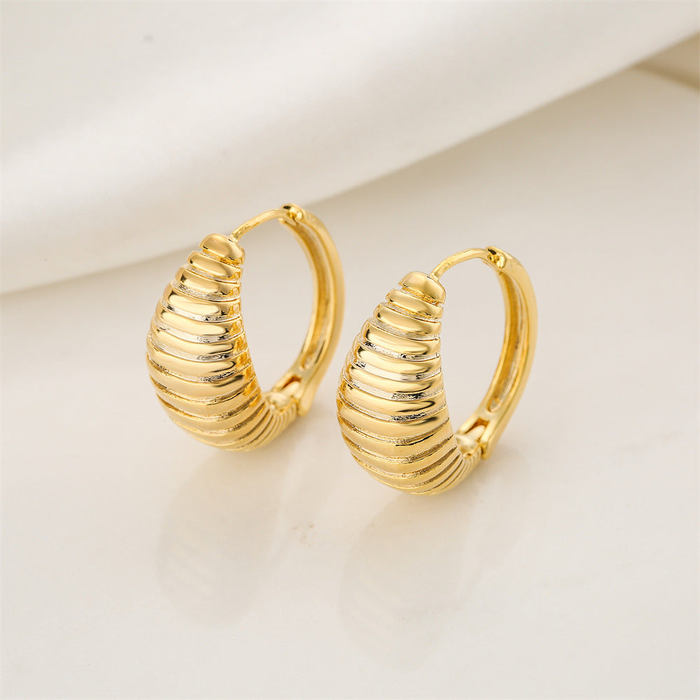 Orecchini vintage minimalisti geometrici rotondi in ottone con placcatura in oro 14 carati e aghi in argento sterling 925