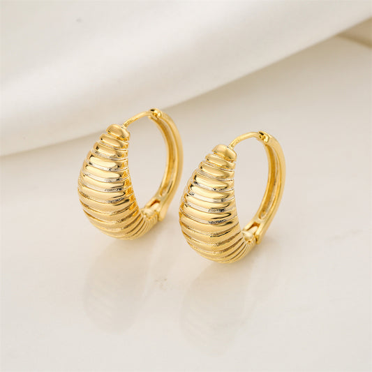 Vintage Minimalist Geometric Round Brass Earrings with 14K Gold Plating and 925 Sterling Silver Needles