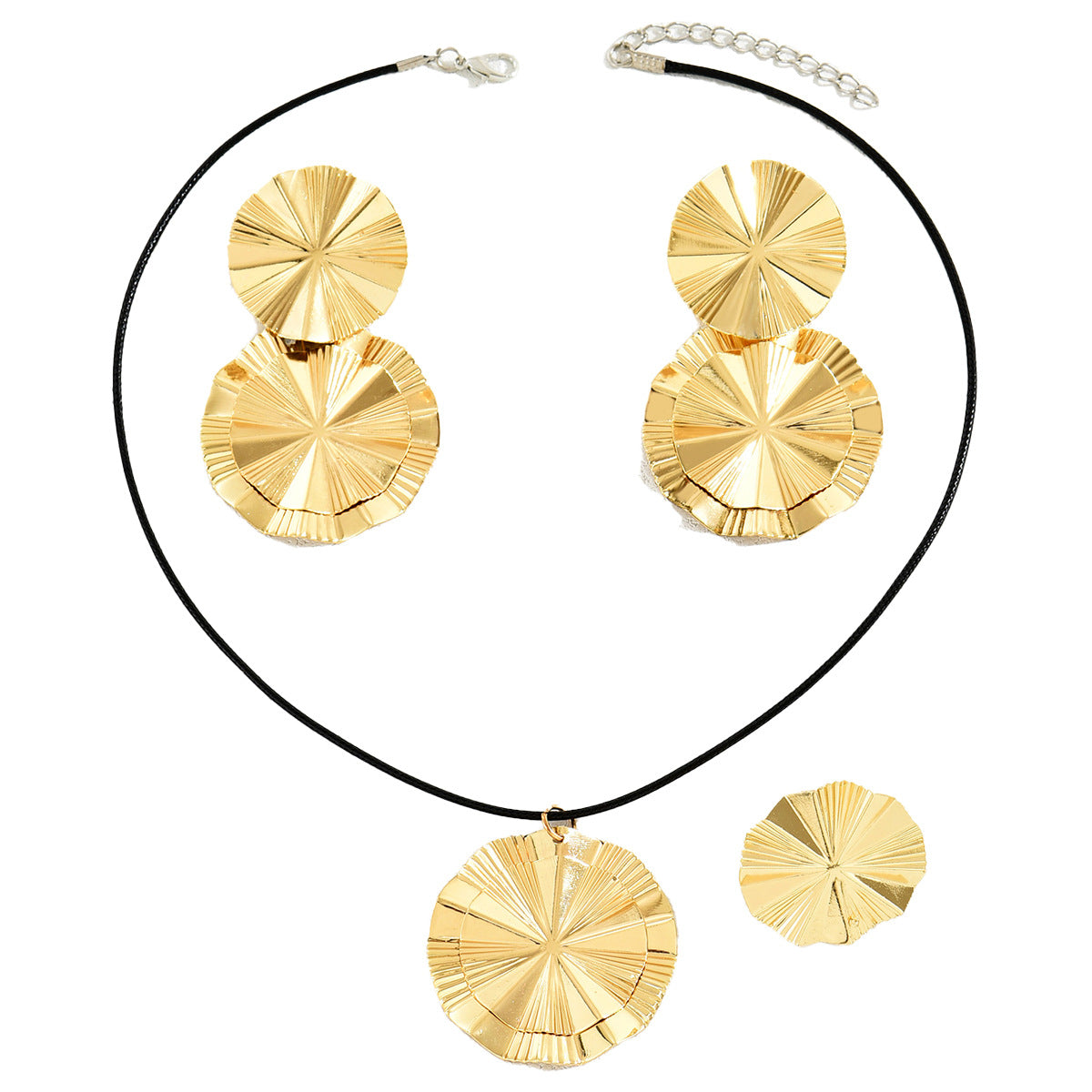 Set collana, orecchini e anello geometrici minimalisti placcati in lega per donna