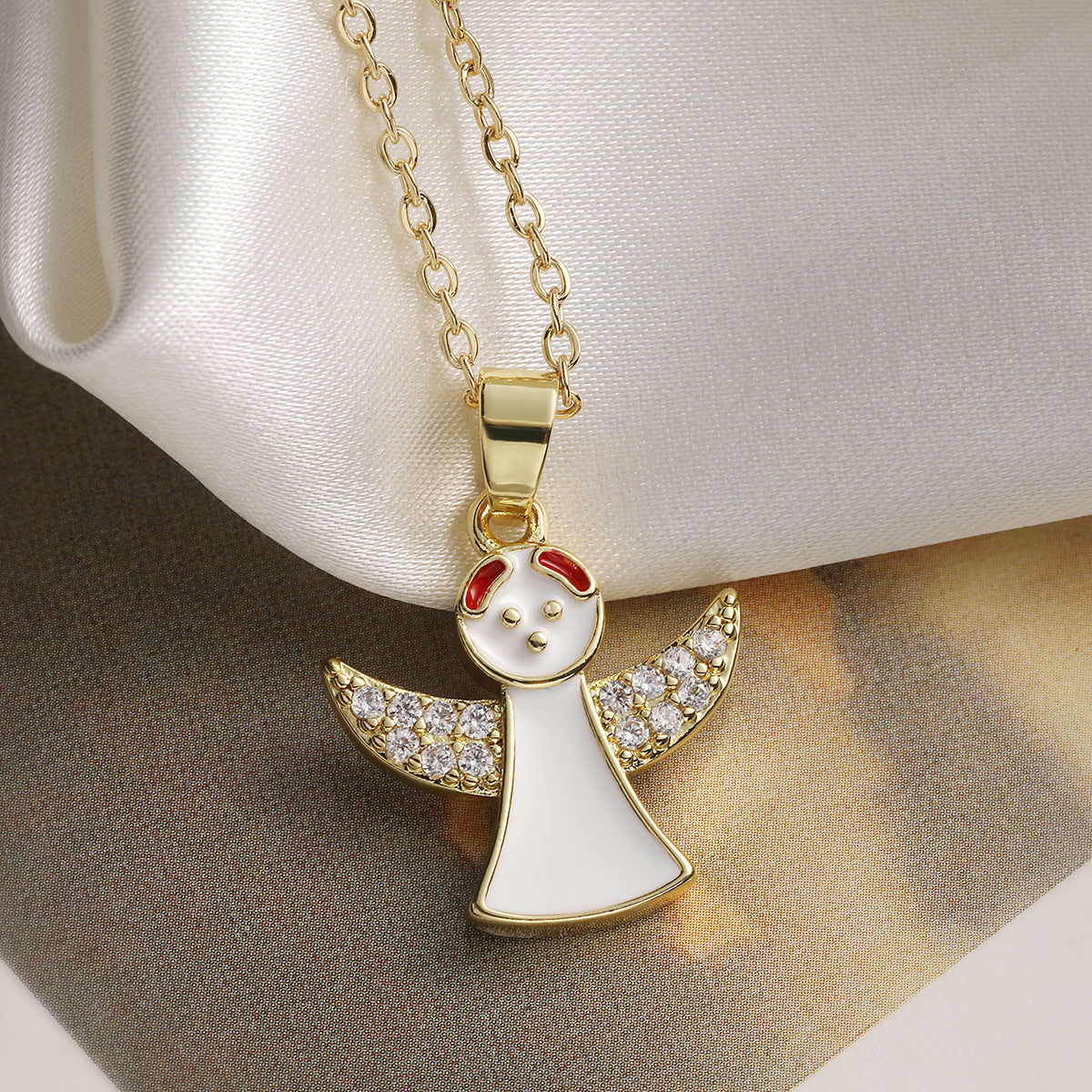 Minimalist Gold Plated Brass Drip Oil Geometric Pendant Necklace for Women