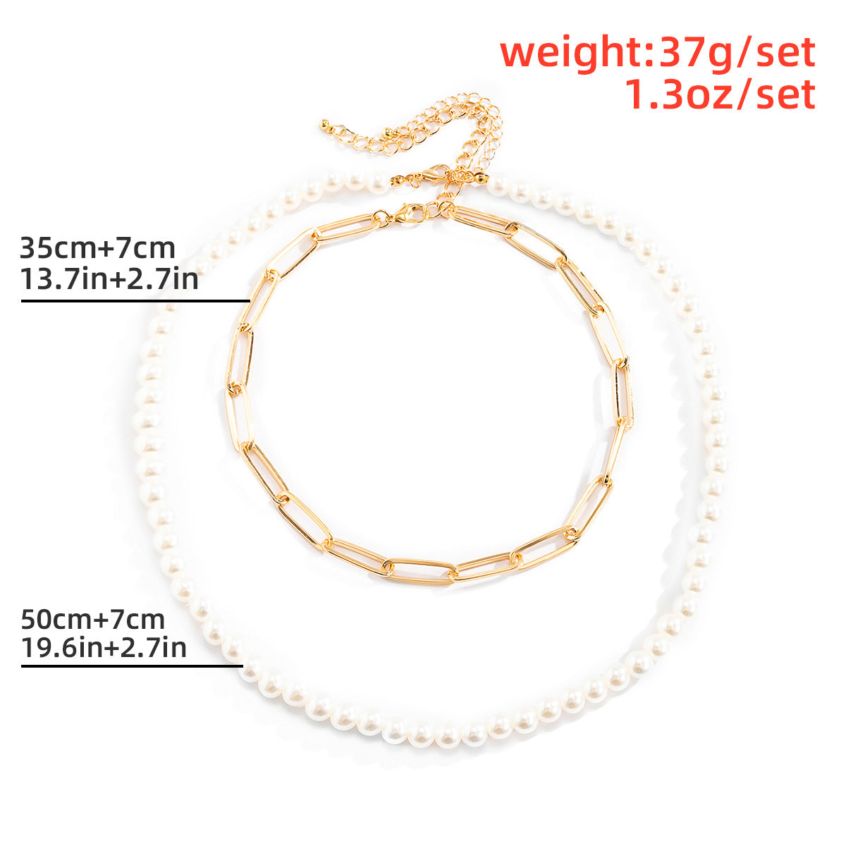 Vintage Minimalist Punk Geometric Cross Iron Necklace with Imitation Pearl Ball Chain Multi-layer Choker