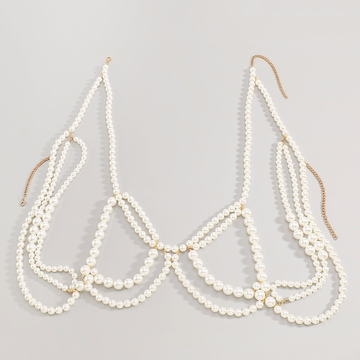 Cadena corporal de perlas geométricas para mujer con diseño hueco, cadena de aleación artesanal, joyería corporal en capas estilo discoteca sexy