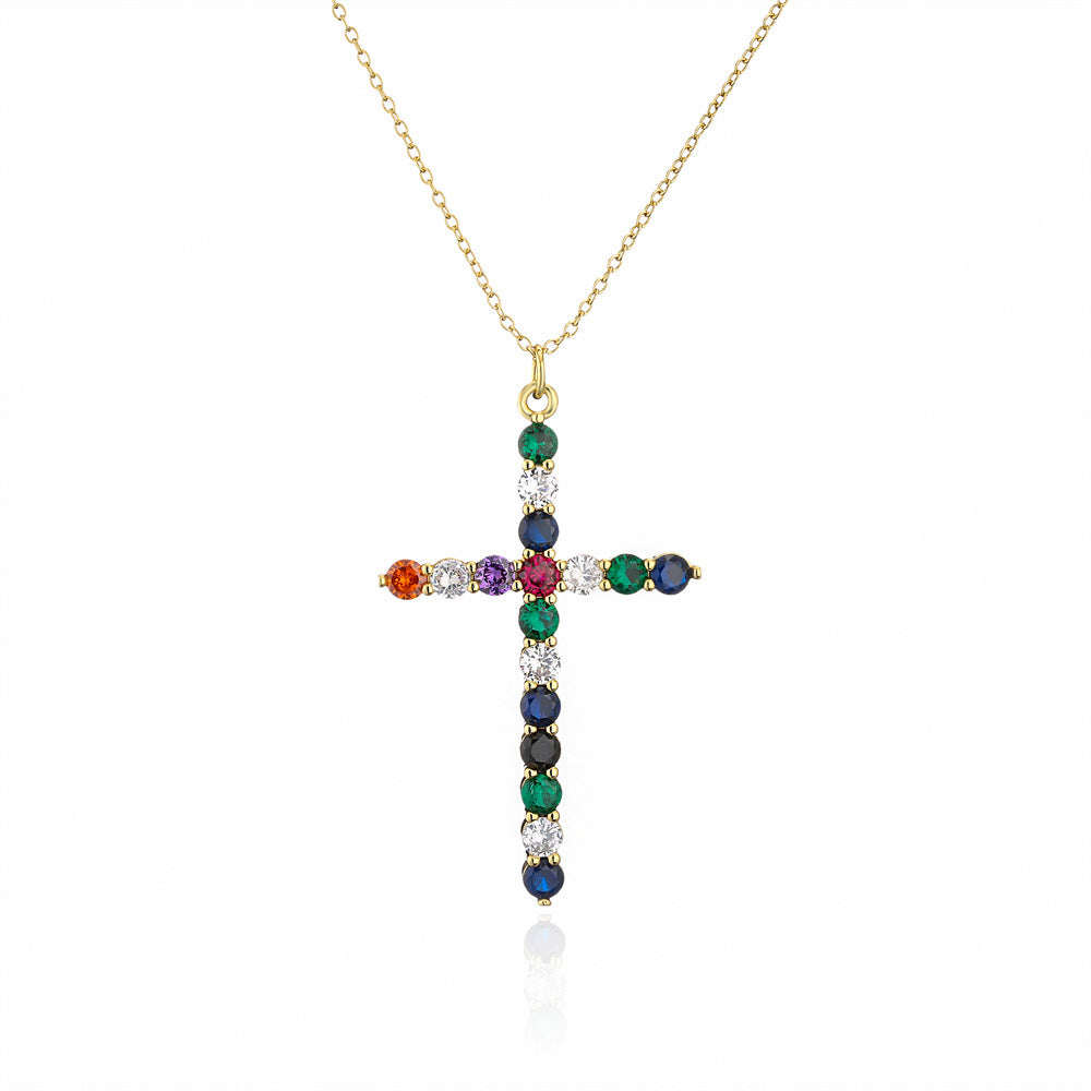 Hip-hop Geometric Brass Inlaid Cubic Zirconia Pendant Necklace