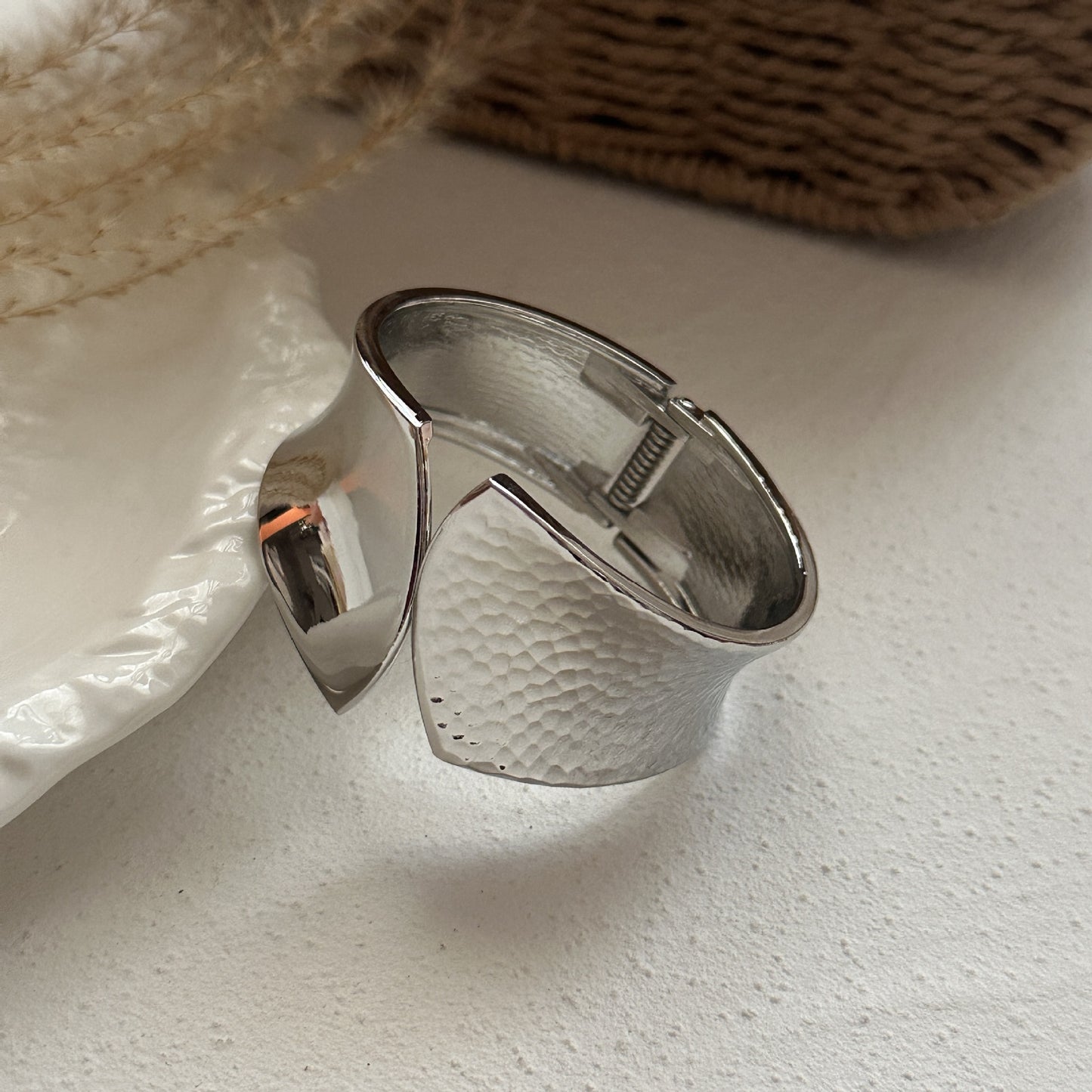Geometric Plated Alloy Wide Open Cuff Bracelet