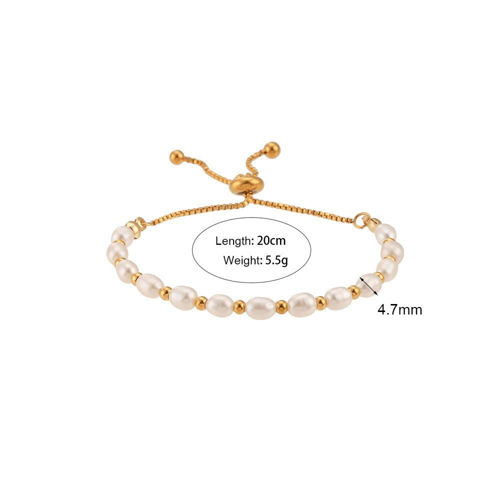 Minimalist Geometric Freshwater Pearl Necklace Set with Stainless Steel Pendant and 18K Gold Plated Snake Chain for Women