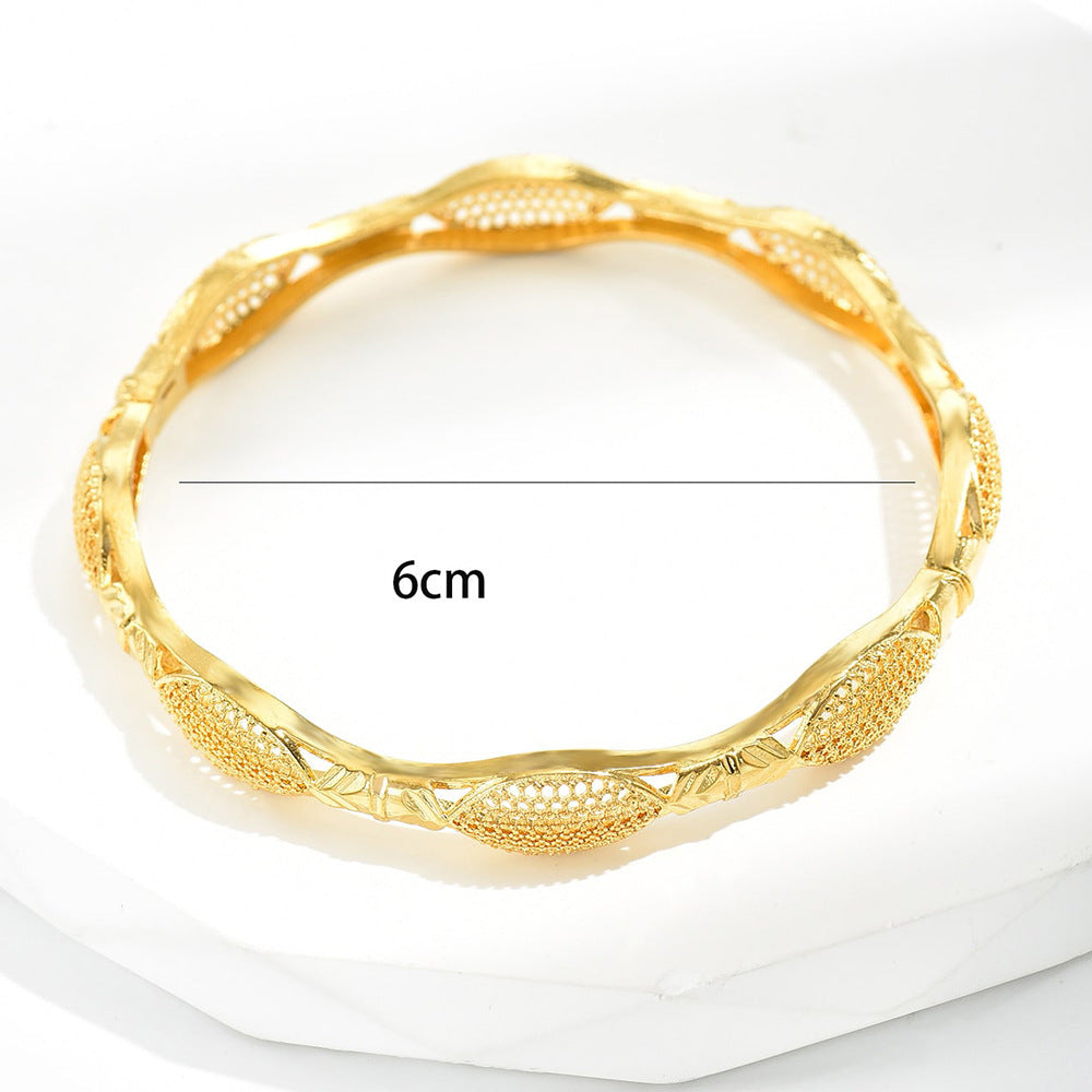 Vintage Geometric Copper Bracelet for Women with Gold Plating and Micro-Pave Detailing