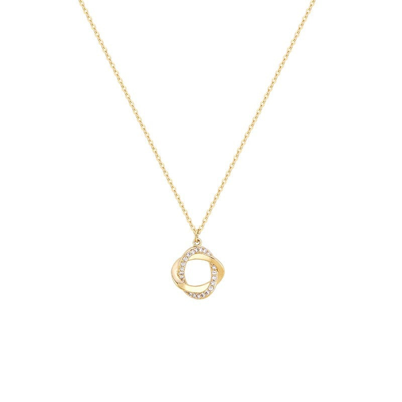 Collana Minimalista a Cerchio con Rosa Floreale per Donna in Acciaio al Titanio con Finitura Placcata