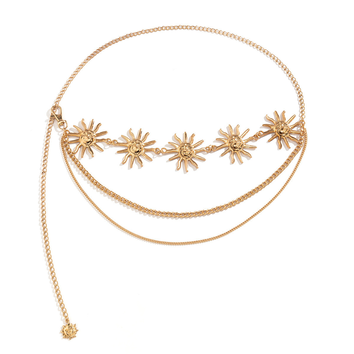 Casual Embossed Engraved Floral Metal Body Chain for Women