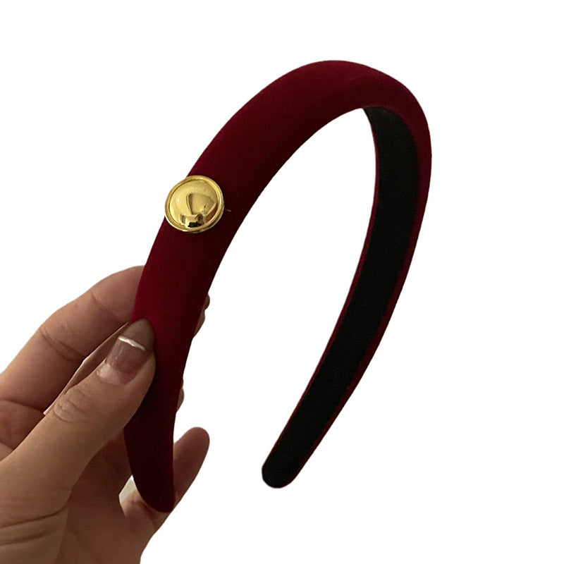 Diadema elegante de terciopelo floral para mujer con diseño redondo, accesorio para el cabello retro hecho a mano para otoño e invierno