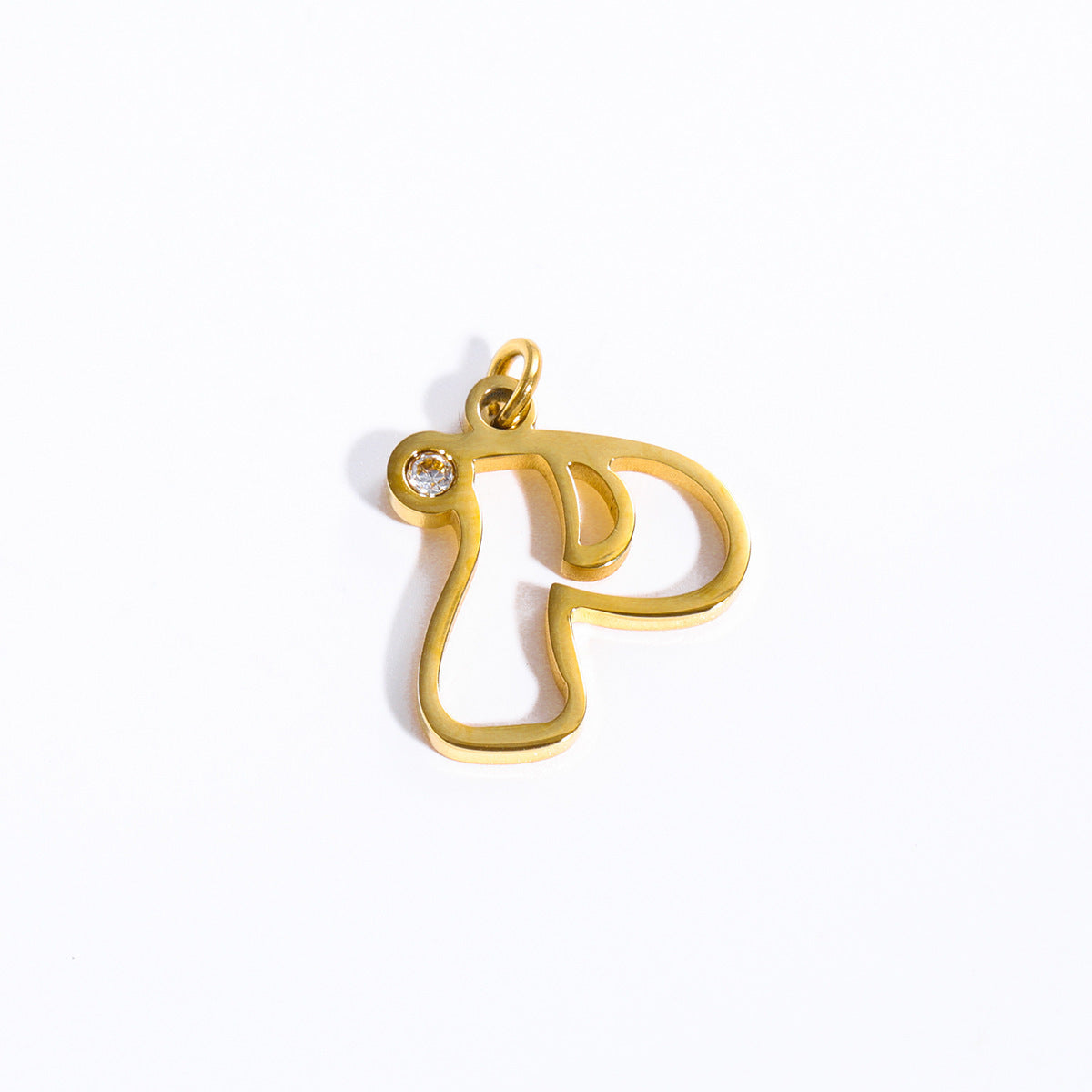 Sweet Stainless Steel Letter Pendant Necklace with Pearl and Cubic Zirconia