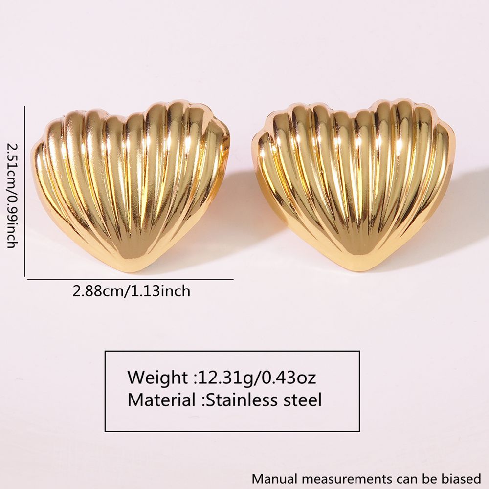 Sweet Streetwear Heart Plated Stainless Steel Earrings